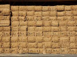 hay barn full of hay bales photo