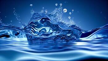 Water background with splashes, 3d render photo