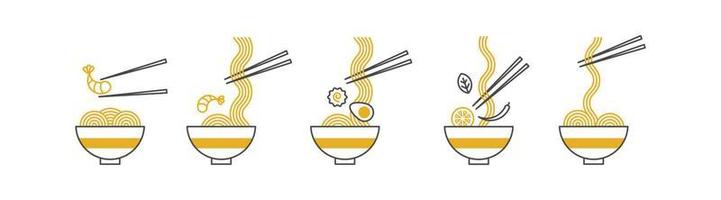 conjunto de ramen vector íconos