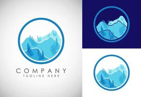 Mountain Logo. Mountain peak summit logo design. Outdoor hiking adventure icon. Vector illustration.