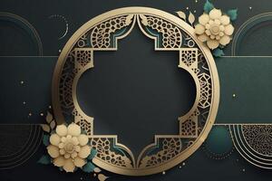 Luxury islamic holiday background with flower and Arabic ornaments. photo
