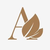 letter A with leaf decoration initial luxury vector logo design