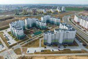 aerial panoramic view of modern residential area of high-rise buildings photo