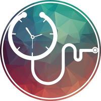 Medical time vector logo template. This design use stethoscope symbol.