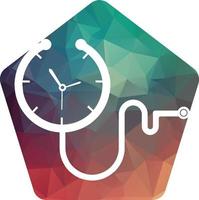 Medical time vector logo template. This design use stethoscope symbol.