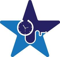 Medical time vector logo template. This design use stethoscope symbol.