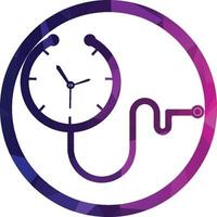 Medical time vector logo template. This design use stethoscope symbol.