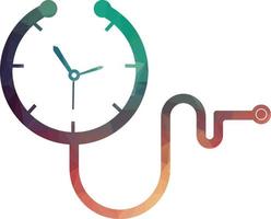 Medical time vector logo template. This design use stethoscope symbol.