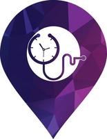 Medical time vector logo template. This design use stethoscope symbol.