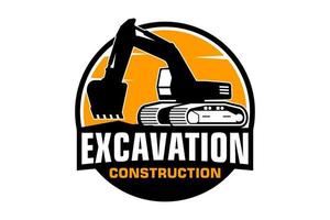 Excavator logo template vector. Heavy equipment logo vector for construction company.