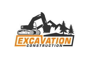 Excavator logo template vector. Heavy equipment logo vector for construction company.