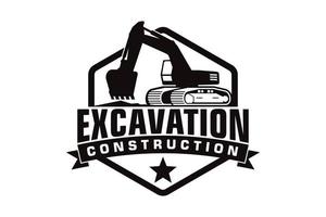 Excavator logo template vector. Heavy equipment logo vector for construction company.