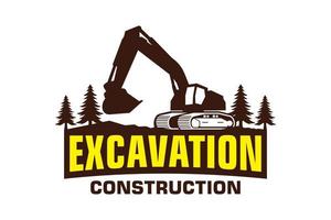 Excavator logo template vector. Heavy equipment logo vector for construction company.