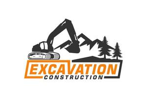 Excavator logo template vector. Heavy equipment logo vector for construction company.