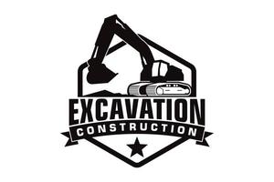 Excavator logo template vector. Heavy equipment logo vector for construction company.