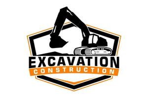 Excavator logo template vector. Heavy equipment logo vector for construction company.