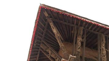 Ancient preserved wooden hand carved pillars on a temple in Bhaktapur - Nepal video