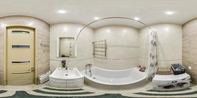 blanco sin costura 360 hdri panorama en interior de costoso baño en moderno plano apartamentos con lavabo en equirrectangular proyección con cenit y nadir. vr Arkansas contenido foto