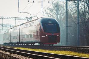 Train on the railroad - Aeroexpress airport transfer train in Moscow, Moscow, 31 Oct 2021 photo