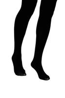 female legs in black tights on white background. photo