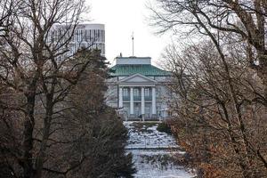 old historic winter landscape with Belvedere in Warsaw, Poland on a sunny day photo