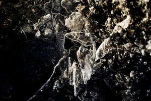 nteresting abstract background with ice close-up on a frozen puddle photo