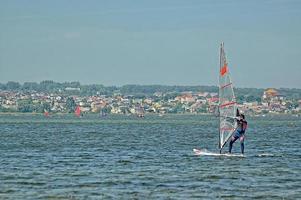 windsurfing on the bay of pucka on the baltic sea photo