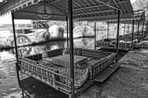 calm summer landscape on the turkish river Dim with restaurant on the water photo