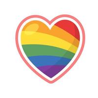 Lgbt pride heart. Rainbow flag love symbol. Diversity and freedom. Flat style vector icon with shadows and sparks.