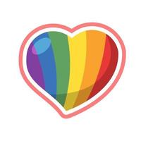 Lgbt pride heart. Rainbow flag love symbol. Diversity and freedom. Flat style vector icon with shadows and sparks.