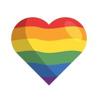 Lgbt pride heart. Rainbow flag love symbol. Diversity and freedom. Flat style vector icon with shadows and sparks.