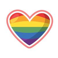 Lgbt pride heart. Rainbow flag love symbol. Diversity and freedom. Flat style vector icon with shadows and sparks.