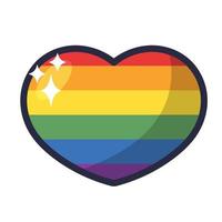 Lgbt pride heart. Rainbow flag love symbol. Diversity and freedom. Flat style vector icon with shadows and sparks.