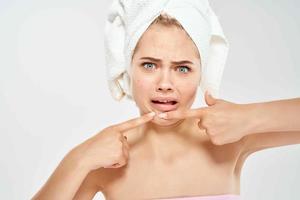 pretty woman naked shoulders skin care dermatology acne photo