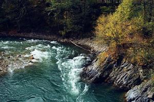 mountains in the forest autumn river landscape nature fresh air photo