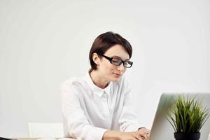 female manager in the office documents Professional Job isolated background photo