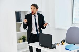 businessman in the office with documents executive photo