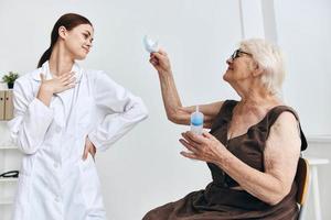 Emotional Nurse And Patient Syringe Injection Hospital photo