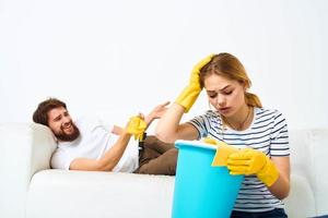 tareas del hogar casado Pareja Servicio interior limpieza estilo de vida foto