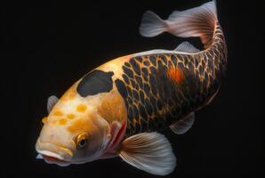 koi pescado aislado negro antecedentes. generativo ai foto