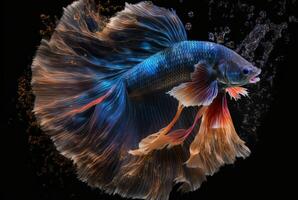 one betta fish swimming with its tail. photo