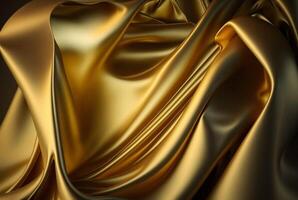 Abstract gold fabric background texture with golden elegant satin material. photo