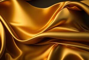 Abstract gold fabric background texture with golden elegant satin material. photo