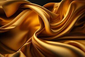 Abstract gold fabric background texture with golden elegant satin material. photo