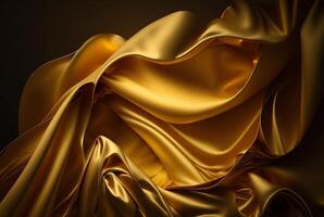 Abstract gold fabric background texture with golden elegant satin material. photo