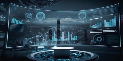 Smart city and abstract dot point connect with gradient line and aesthetic Intricate wave line design , data connection technology concept with . 5G. IoT Internet of Things communication. photo