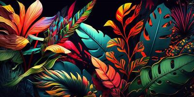 Abstract art colorful botanical background. Luxury modern wallpaper splash and watercolor, leaf, flower, tree and nature. Minimal Design for text, packaging, prints, wall decoration. . photo