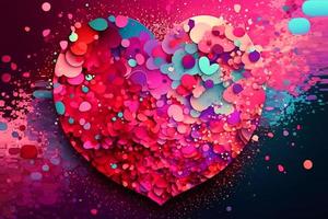 Colorful love with heart for happy valentines day background. Generative Ai. photo