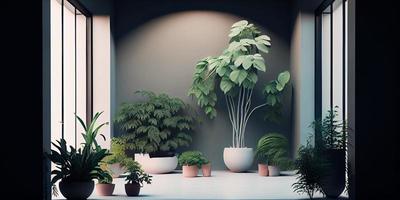 Concept interior, decoration, comfort in the house. Minimalist garden indoor for inspiration decoration generative ai. photo