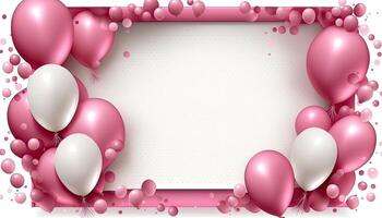 Wedding anniversary party with pink and white balloons, photo